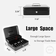 Cash Box with Money Tray and Key Lock, Saving Lock Box with Money Tray Storage