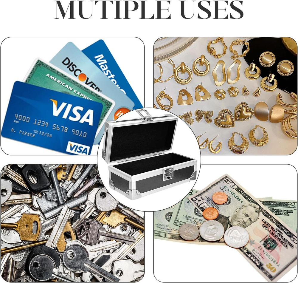 Lockable Cash Box Key Aluminium Alloy Money Storage Single-Row Currency Tray