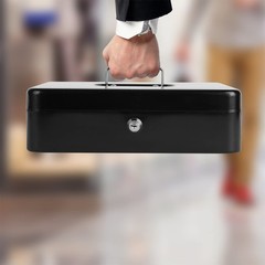 Sumerfnt Cash Box with Money Tray and Lock Money Box with Security Cable, Met…