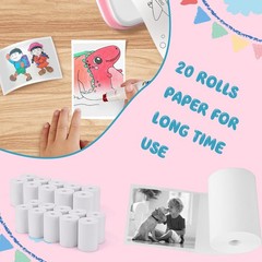 20 Rolls Print Paper for Children Instant Camera Refill Print Pape Kids Digital