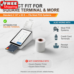 Square Terminal Paper Rolls 2 1/4″ X 55′ – BPA Free Thermal Receipt Paper for S
