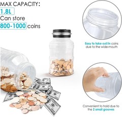 Large Coin Counting Bank with LCD Screen, 1.8L Capacity, Compatible with US