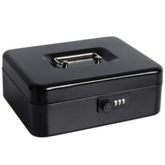 Black Cash Box with Money Tray Large 9.8×7.9×3.5 Inches Combination Lock