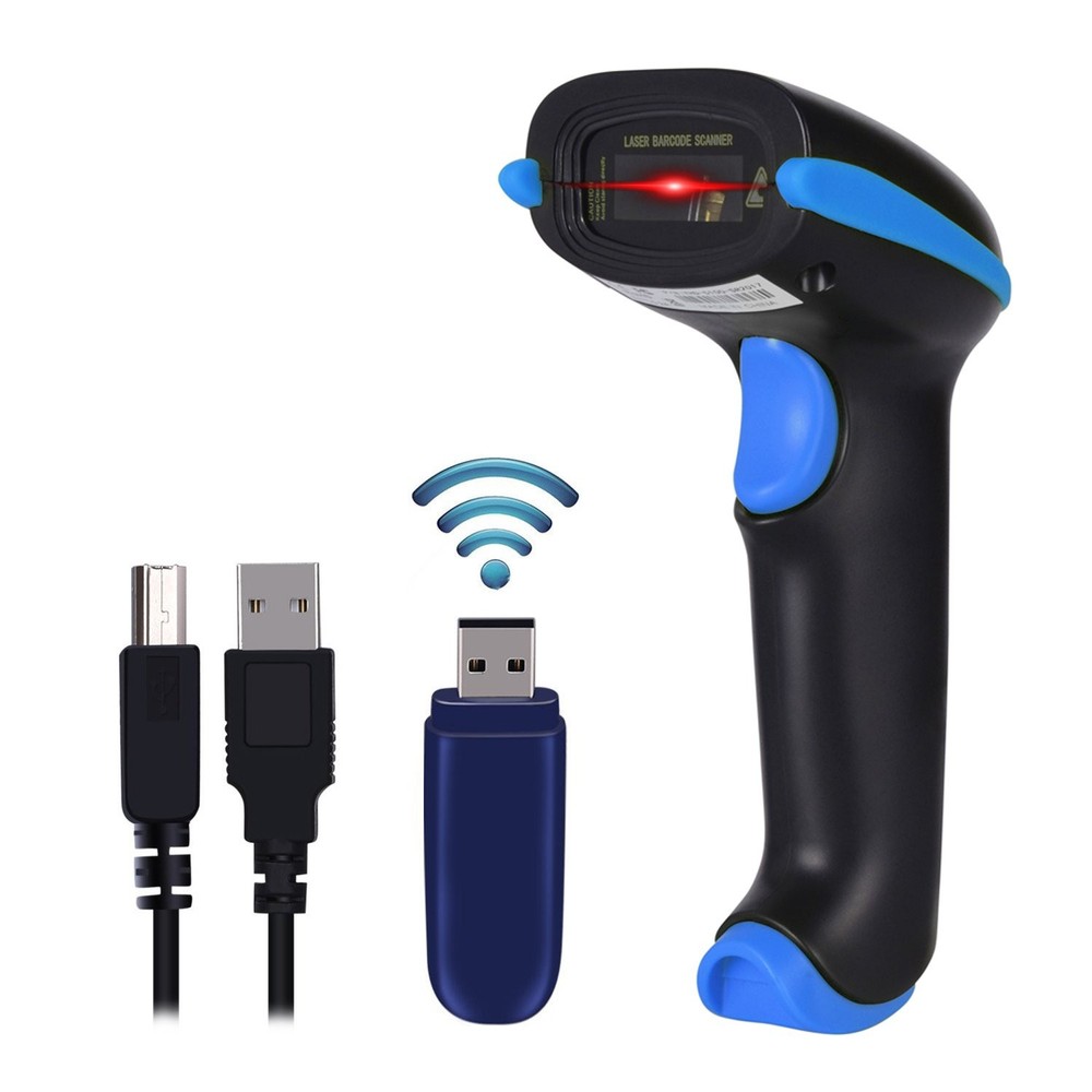 2.4G Wireless Barcode Scanner – 1D Handheld Cordless Barcode Reader for Retai…