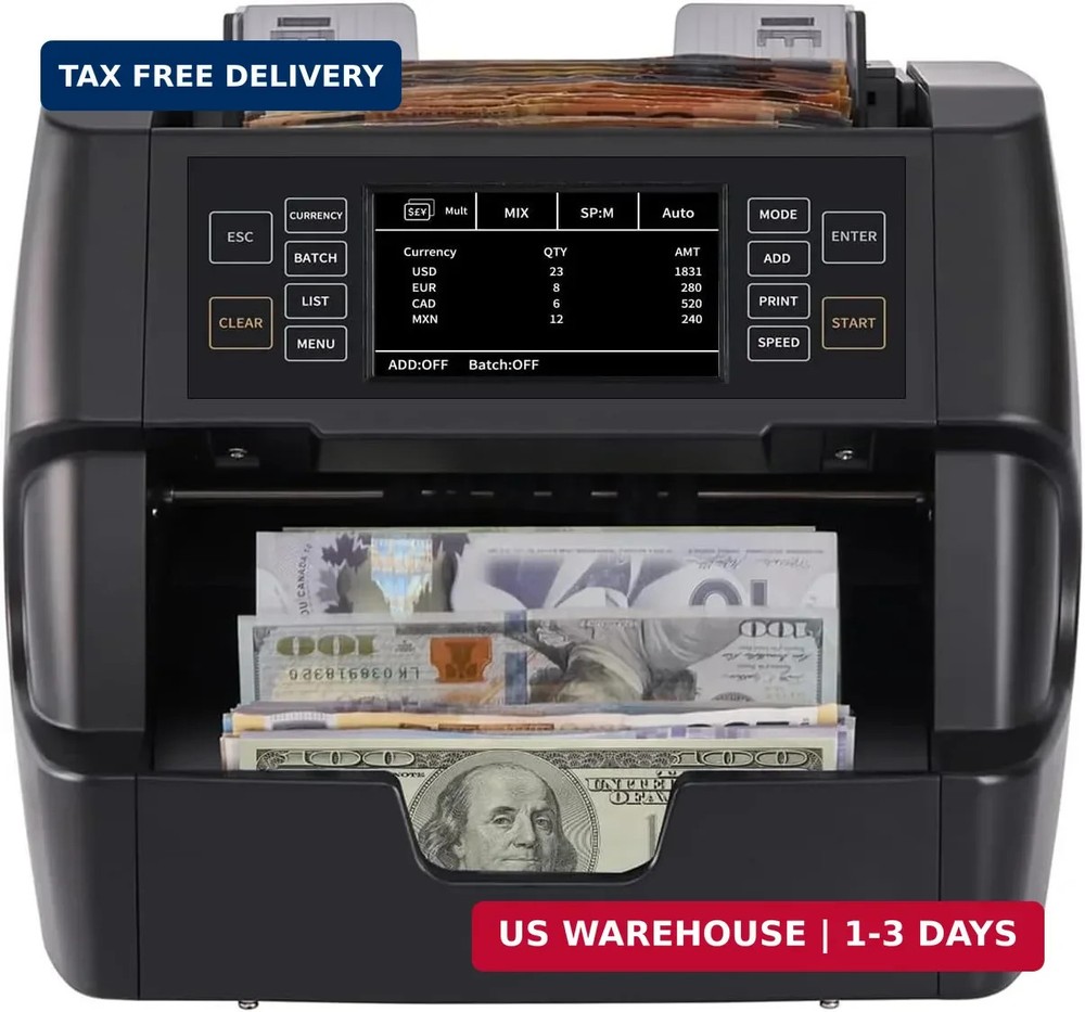NUCOUN VC-3 Money Counter Machine Mixed Denomination, Value Counting, CIS/UV/IR/
