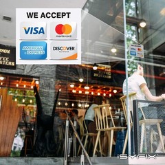 Durable 7×6 Inch Vinyl Credit Card Acceptance Signs – 4 Pack for Businesses