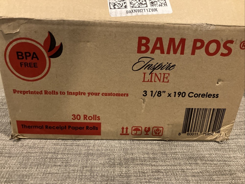 Lot Of 2 3-1/8″ X 190′ THERMAL POS RECEIPT PRINTER ROLL PAPER BPA FREE 60 Rolls