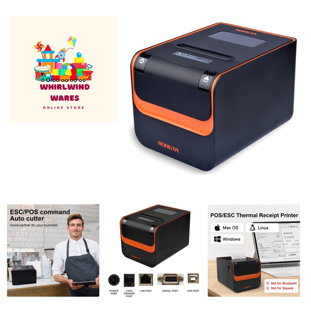 POS Printer, 80mm Direct Thermal Receipt Printer with Auto Cutter, USB Serial…