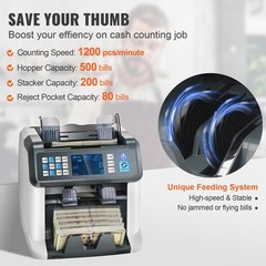 Money Counter Machine, Bill Counter with Mixed Denomination, 2CIS, SN, UV, IR