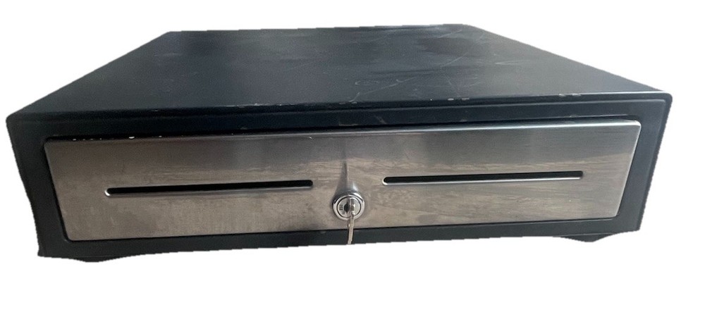 NCR Silver CD10164 POS Cash Drawer w/ Key 16” 5 Bill 5 Coin Tested