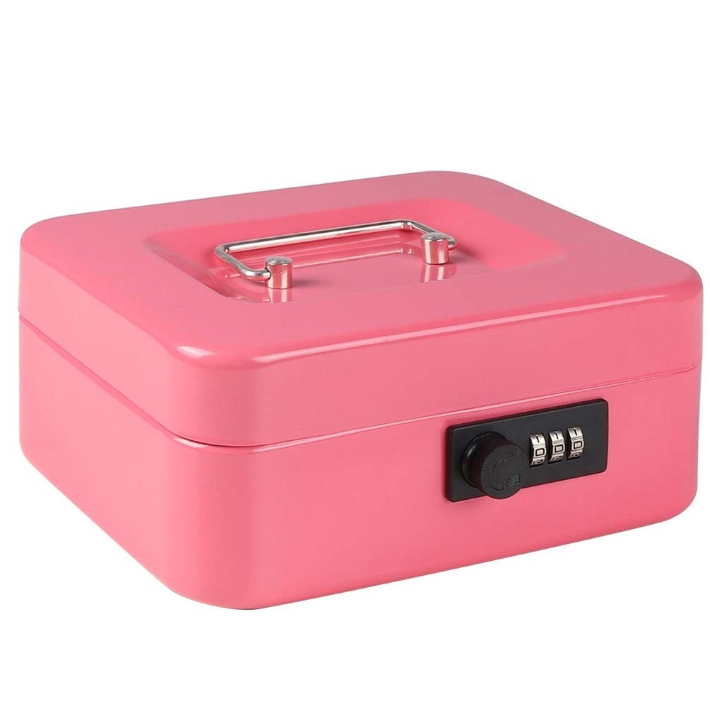 Cash Box with Money Tray Medium Money Box with Combination Lock 7 4/5″ x 6 4/…