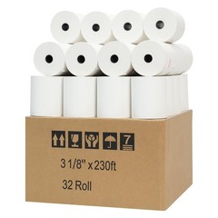 32 PCS 3 1/8 Inch x 230 FT Premium POS Thermal Receipt Printer Paper Rolls