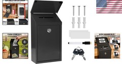 Money Drop Box with Lock & Slot, Metal Cash Collection & Suggestion Box for F…