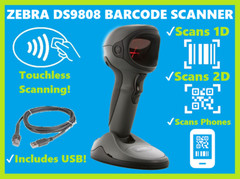 Zebra DS9808-DL00007NNWR 2D/1D/QR + Driver’s License Parsing Barcode Scanner!⭐🔥
