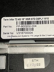 INFOR T2 Terminal Touchscreen Pos 4GB RAM 60GB HD, 15″ , POWERS ON, FOR PARTS