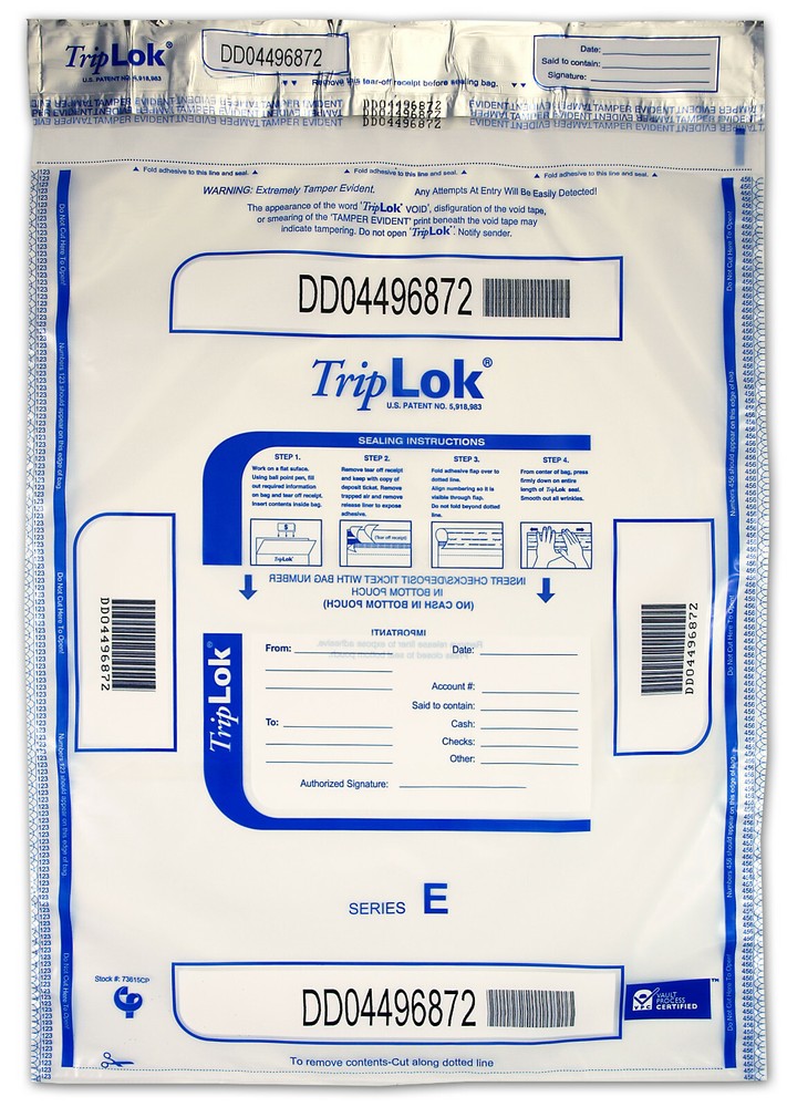 15×20 TripLok, clear w/ pocket, 50 deposit bags