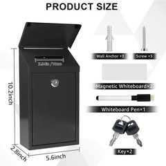 Money Drop Box with Lock & Slot, Metal Cash Collection & Suggestion Box for F…