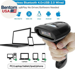 Bluetooth Barcode Scanner, Compatible with 2.4G Wireless & Bluetooth Function &