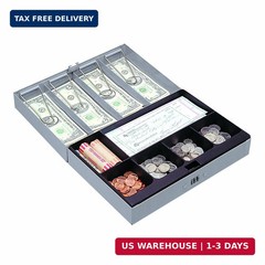 Sparco Combination Lock Cash Box, Steel, 11-1/2 x 7-3/4 x 3-1/4 Inches, Gray (SP