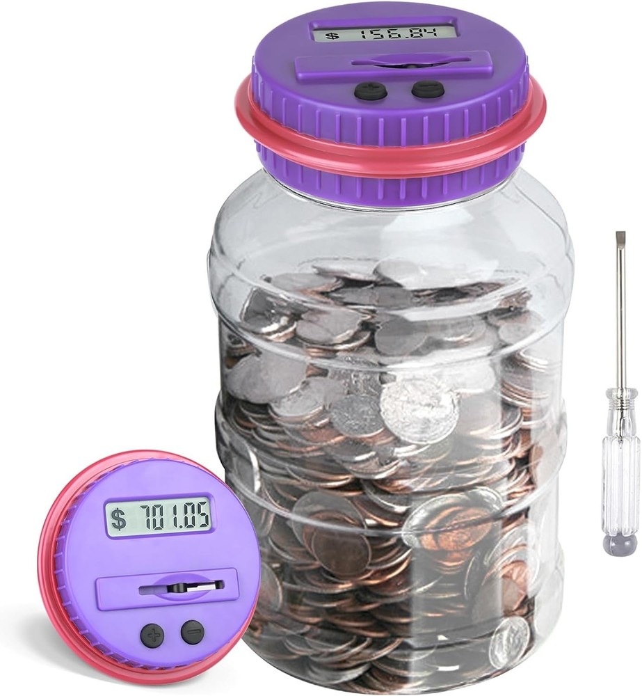Digital Coin Counting Bank LCD Piggy Bank for Kids Adults 1.8L US Coin Jar