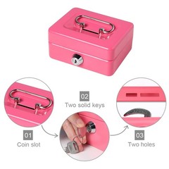Small Cash Box with Lock and Slot, Locking Money Box, Metal Coin Piggy Bank .