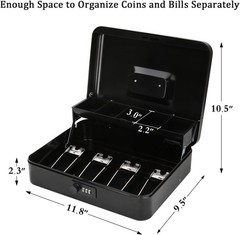 Extra-Large Cash Box with Combination Lock & Security Cable – Durable & Stylish