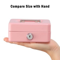 Locking Steel Mini Cash Box with Key Lock Coin Tray Removable Tray Small