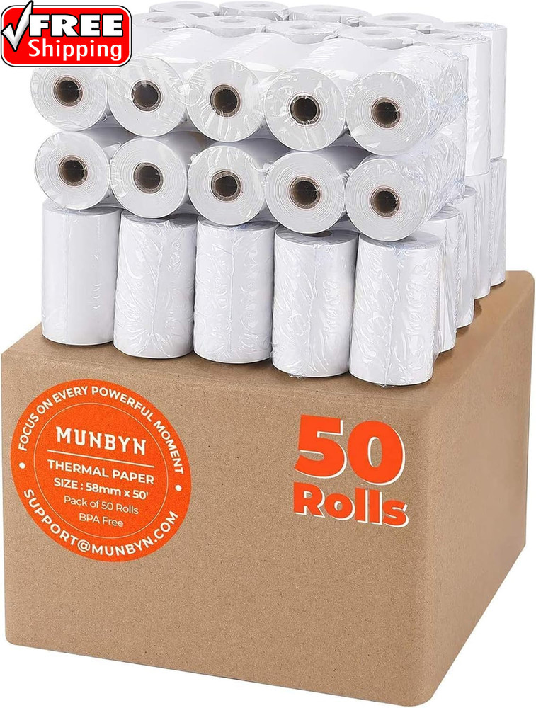 2 1/4″ Inch X 50’Ft Thermal Paper (50 Rolls), BPA Free Receipt Paper, 58Mm Therm