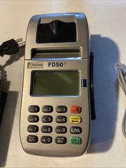 First Data FD50 EMV NFC (Dial/IP) Credit Card Machine With AC Adapter