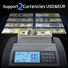 Money Counter Machine Pro with Value Count for Dollar Euro Accurate 110V | Large