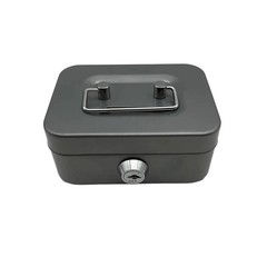 Small Cash Box with Money Tray and Lock, Metal Cash Lock Box with Key