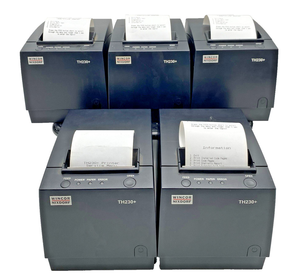 LOT OF 5 Wincor Nixdorf TH230+ Thermal Receipt Printer ETHERNET TESTED / NO PWR