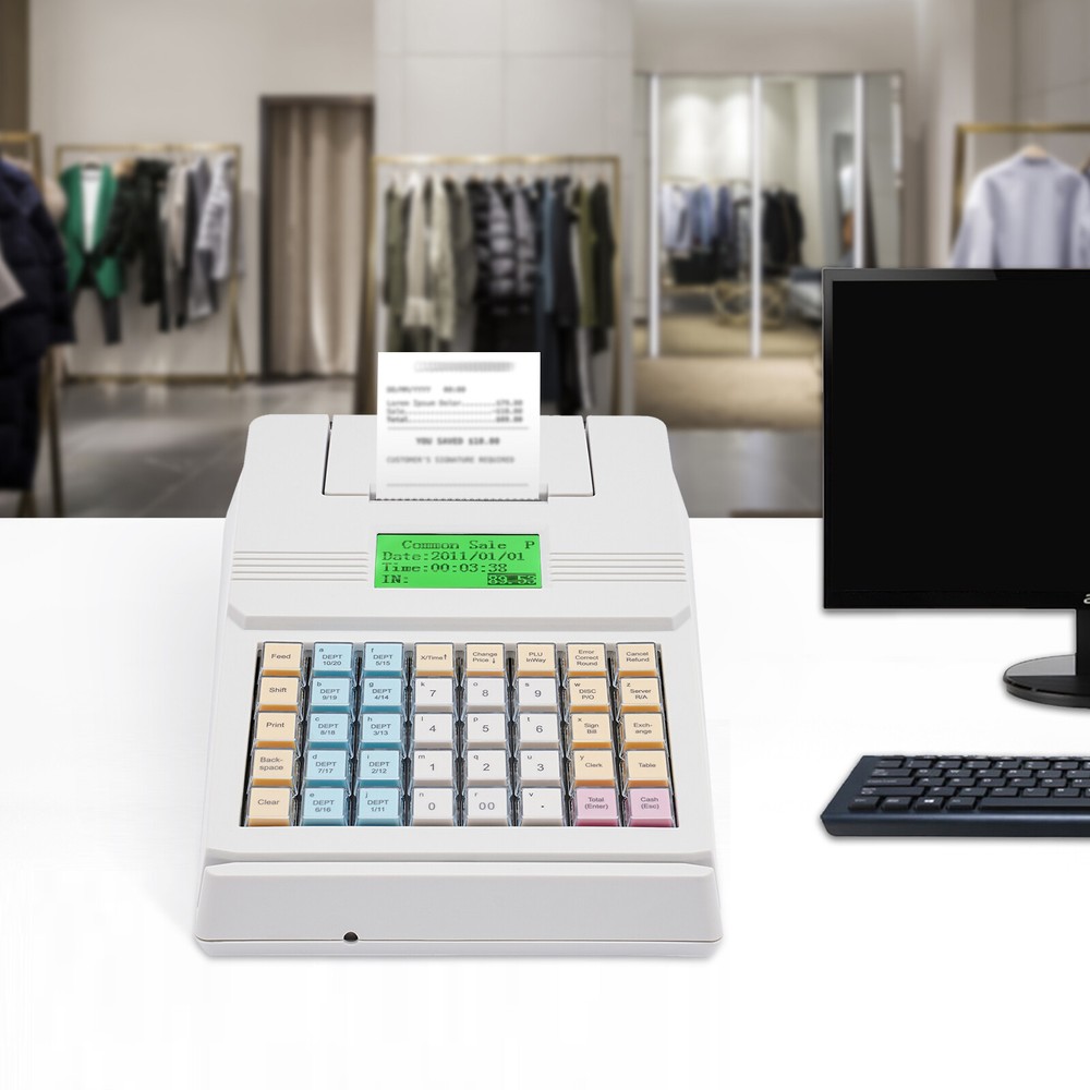 Electronic Cash Register, 40 Keys Raised Keyboard, ECRs Complete POS Cash System