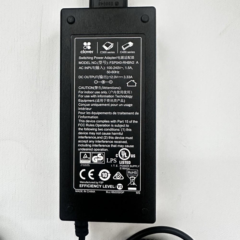 Clover c300 c400 Series A Adapter Model No # FSP040-RHBN2-A