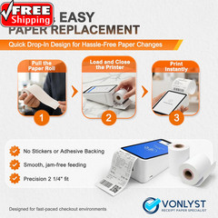 Square Terminal Paper Rolls 2 1/4″ X 55′ – BPA Free Thermal Receipt Paper for S