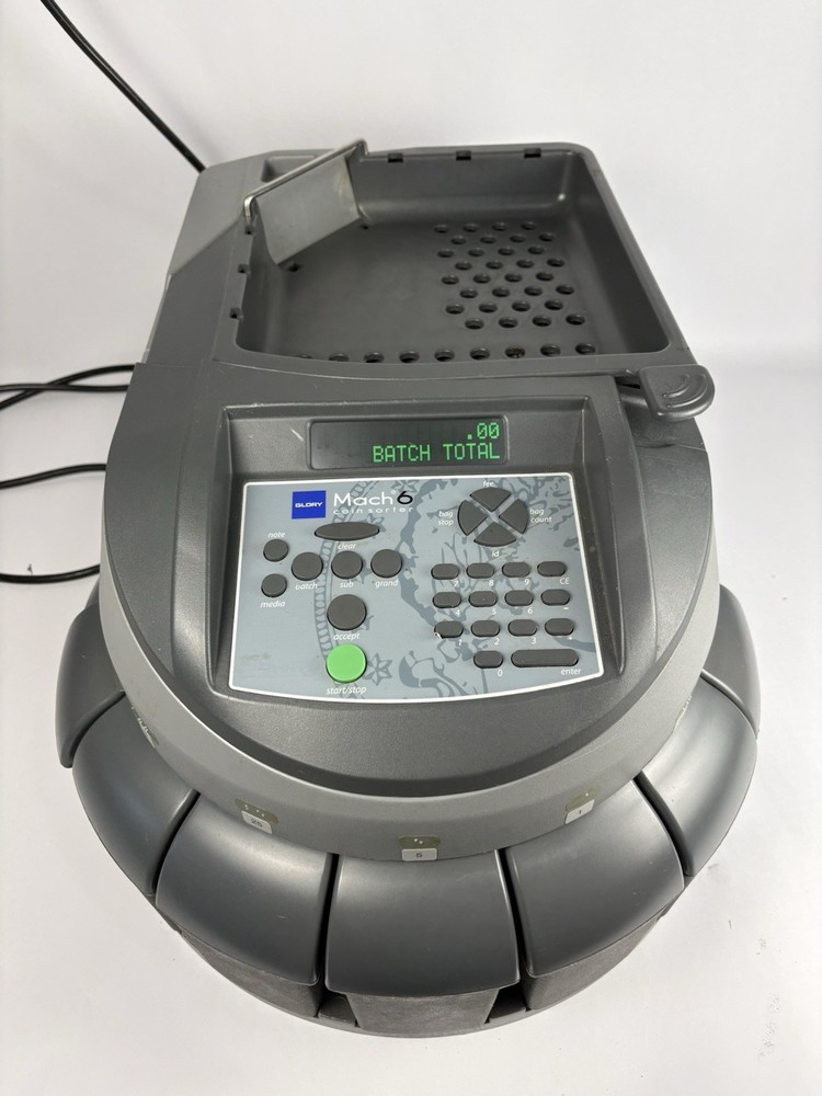 Glory Mach 6 Commercial Coin Counter Sorter With Voice/Speech Model 6900 Works