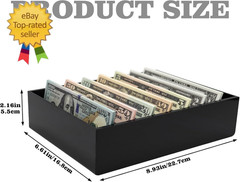 Money Organizer for Cash, 8 Compartment Black Acrylic Money Holder, Cash Tray, C