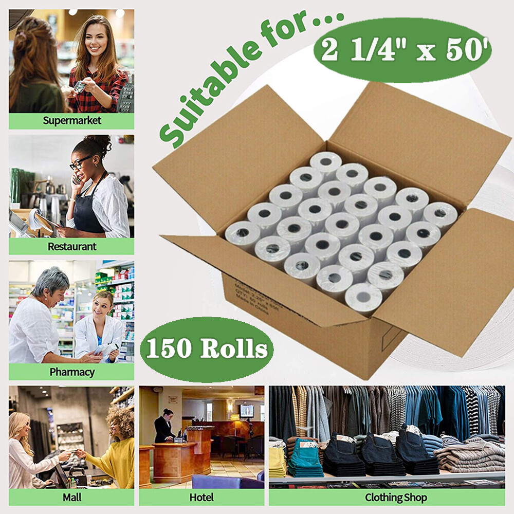 150 Rolls 2 1/4″ x 50 Thermal Receipt Cash Register Credit Card Paper BPA Free