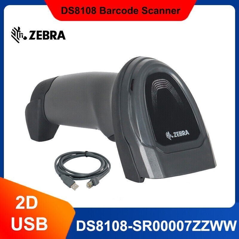 Zebra DS8108-SR00007ZZWW 2D Area Imager Handheld Barcode Scanner with USB Cable