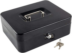 Medium Cash Box with Removable Money Tray, Key Lock Metal Storage Box with 2 Key