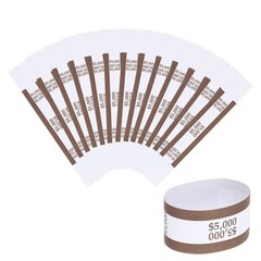 100Pcs Money Band 5000 Dollar Money Bill Wrapper Self-Adhesive Bill Band Brown