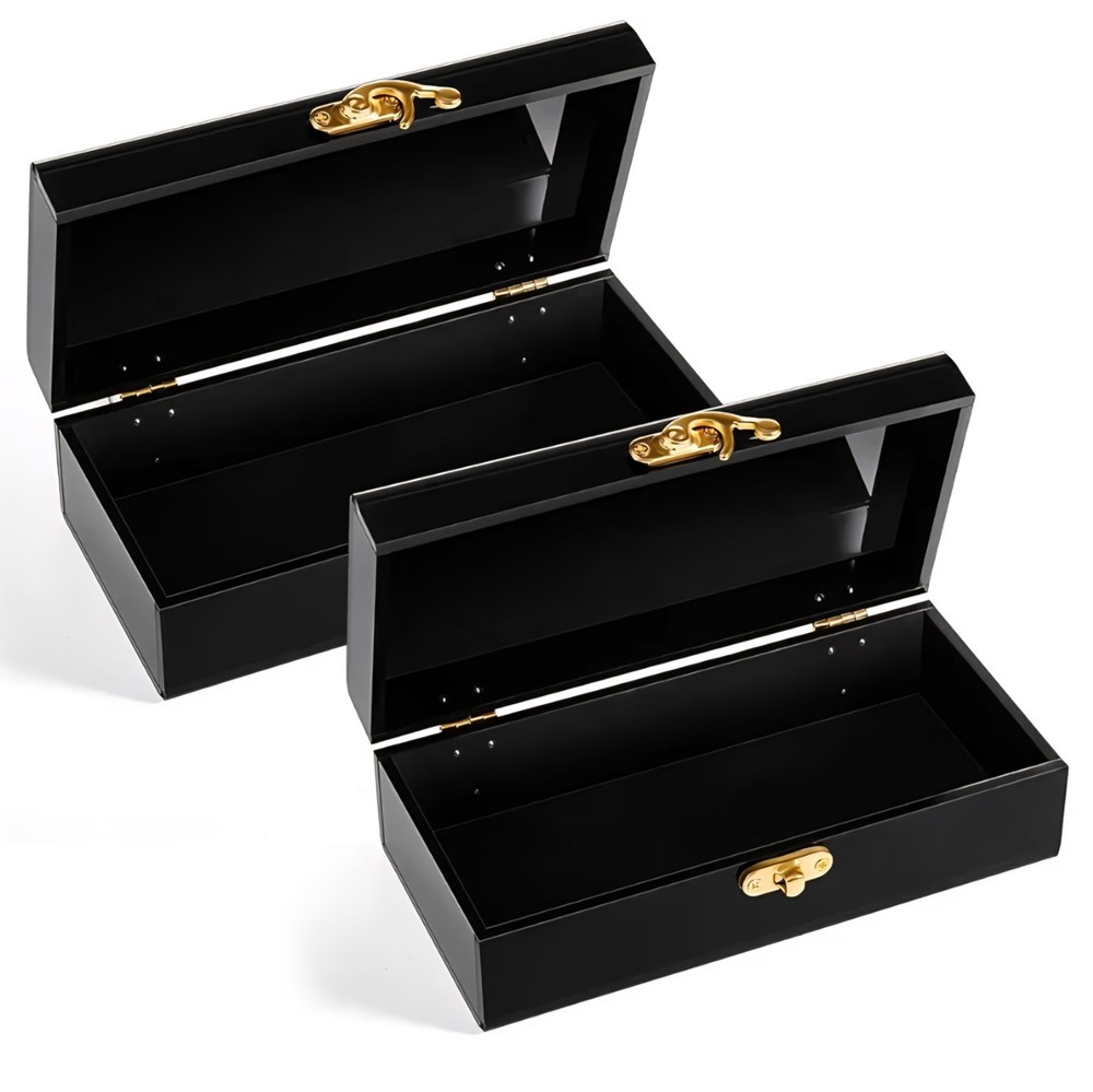 2 Pcs Acrylic Lockable Cash Box Cash Organizer Money Holder Single Row Currency