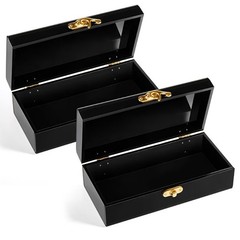 2 Pcs Acrylic Lockable Cash Box Cash Organizer Money Holder Single Row Currency