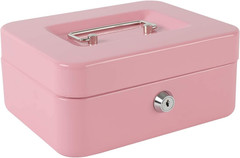 Locking Steel Medium Cash Box with Removable Coin Tray and Key Lock,7.87″X 6.30″