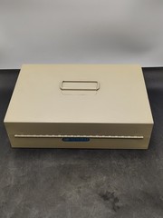 VTG MMF Industries Wheeling IL Heavy Duty Metal Cash Box Sand Combo Lock READ