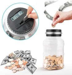 Large Coin Counting Bank with LCD Screen, 1.8L Capacity, Compatible with US