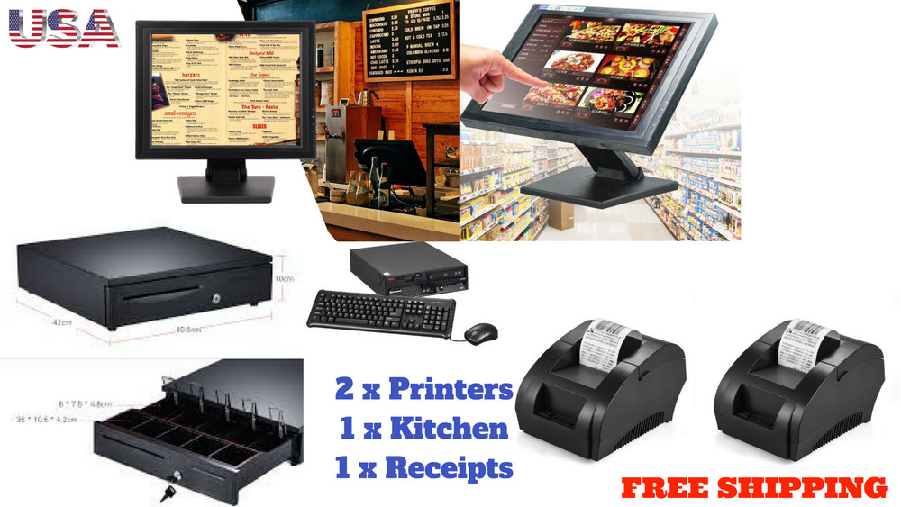 15″ Point of sale POS system register Touch screen restaurant retail Bar Lenovo