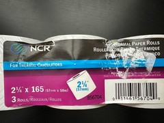 NCR Thermal Electronic Calculator Paper Rolls – 2 1/4 x 165 – Pack of 3 – NEW