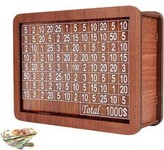 $10000 Money Saving Challenge Box Cash Vault Wooden Savings Box Cash Saver