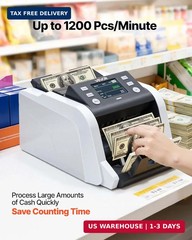 VEVOR Mixed Denomination Money Counter Machine, 1200 Notes/Minute, Cash Counter